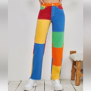 2/$20 Shein Colourblock Raw Hem Jeans